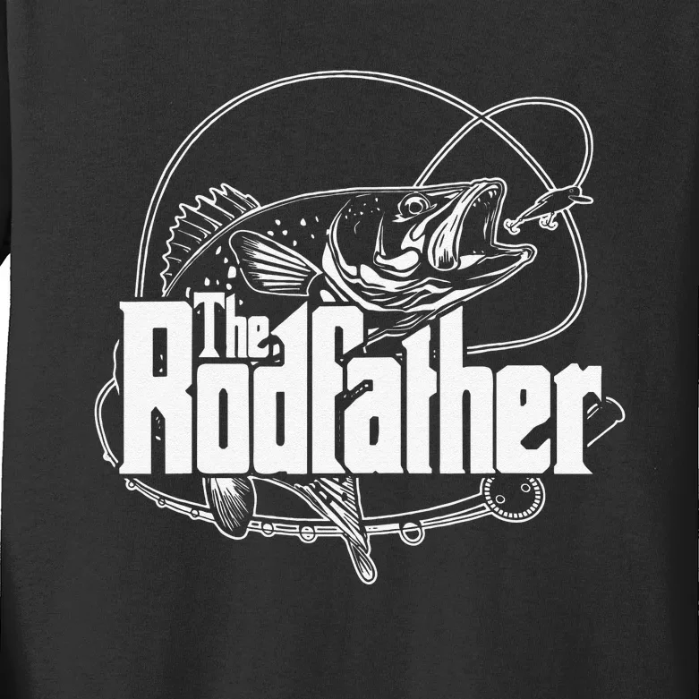 The Rodfather Funny Parody Fishing Gifts Kids Long Sleeve Shirt