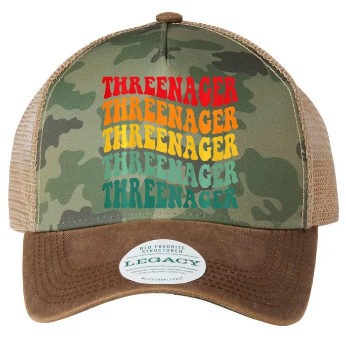 Threenager Retro Groovy Third Bday 3th Birthday Legacy Tie Dye Trucker Hat