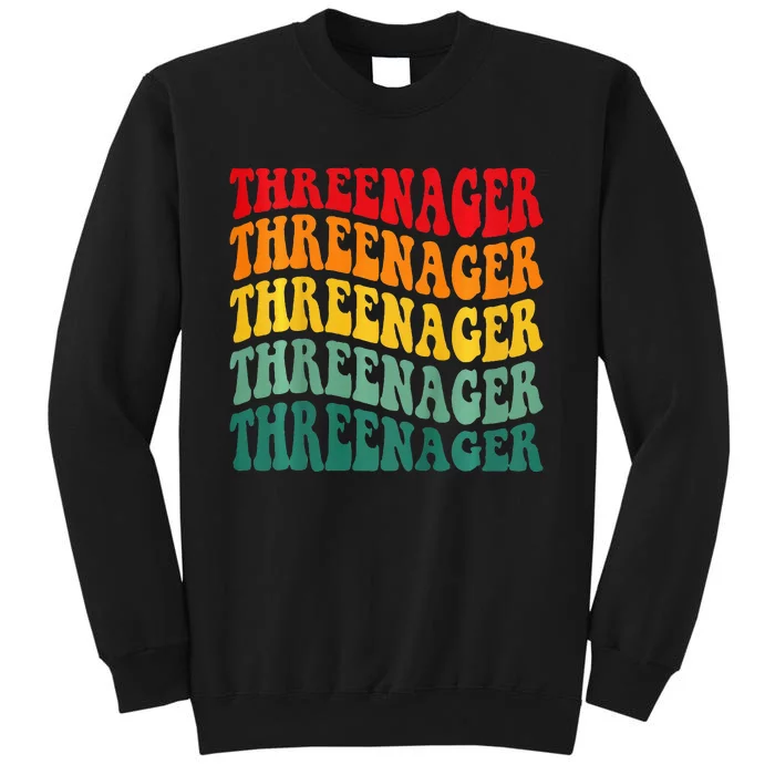 Threenager Retro Groovy Third Bday 3th Birthday Sweatshirt