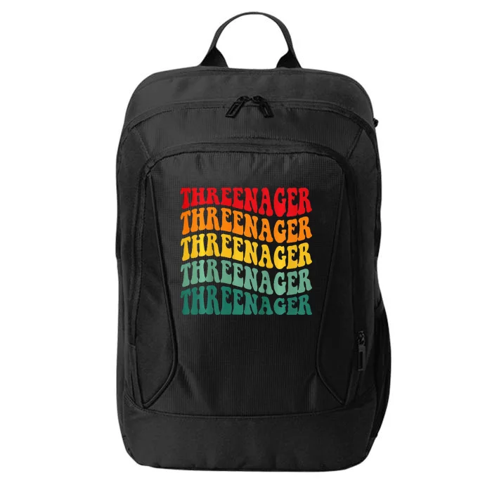 Threenager Retro Groovy Third Bday 3th Birthday City Backpack