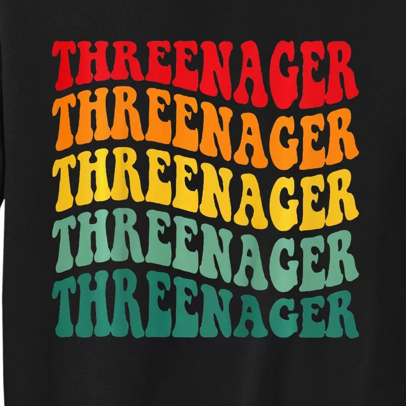 Threenager Retro Groovy Third Bday 3th Birthday Tall Sweatshirt