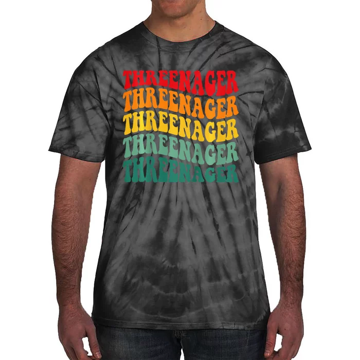 Threenager Retro Groovy Third Bday 3th Birthday Tie-Dye T-Shirt