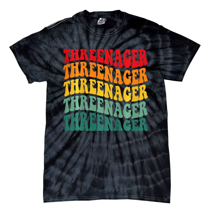 Threenager Retro Groovy Third Bday 3th Birthday Tie-Dye T-Shirt