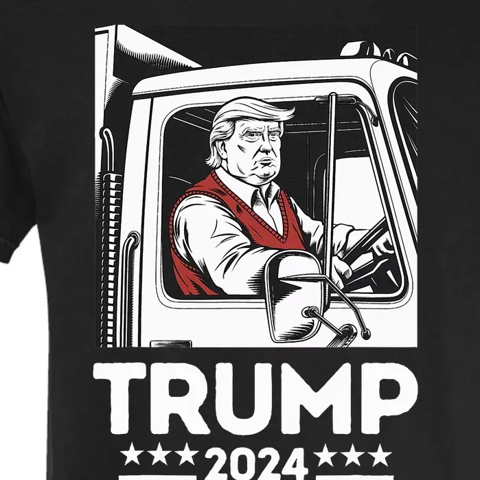 Trump Rides Garbage Truck Team Garbage For Trump 2024 Garment-Dyed Heavyweight T-Shirt