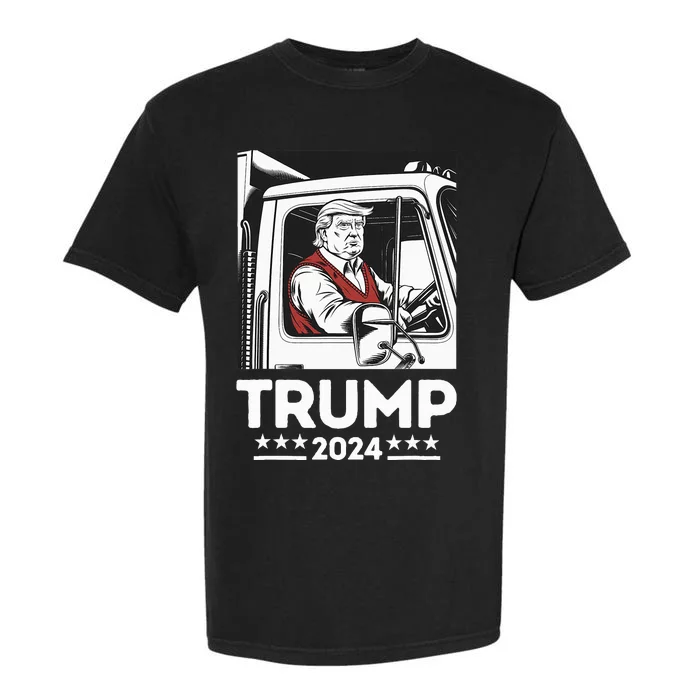 Trump Rides Garbage Truck Team Garbage For Trump 2024 Garment-Dyed Heavyweight T-Shirt