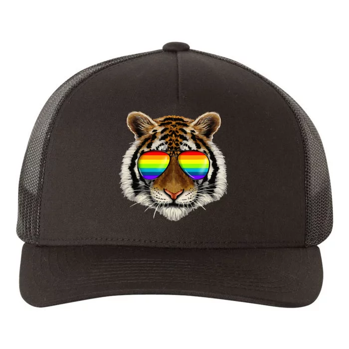 Tiger Rainbow Glasses Pride Wild Funny Lgbt Equality Cat Yupoong Adult 5-Panel Trucker Hat