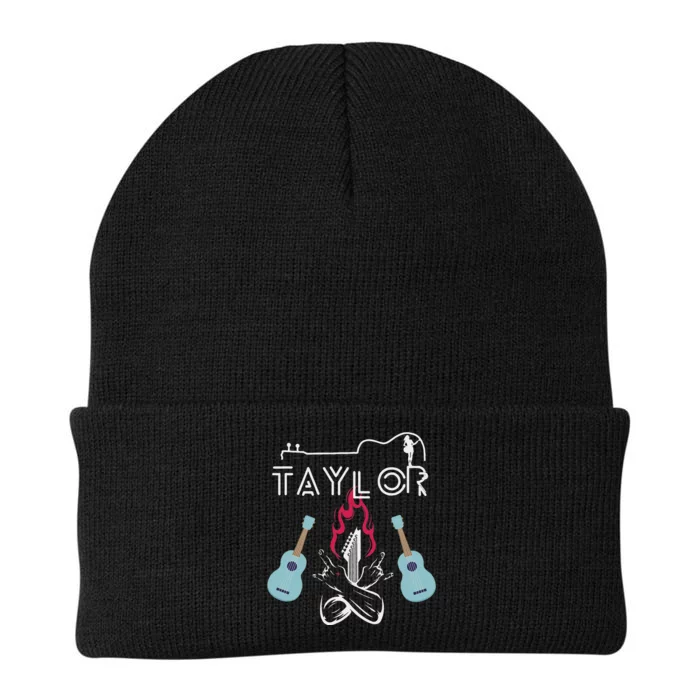 Taylor Retro Groovy Personalized First Name Guitaar Knit Cap Winter Beanie