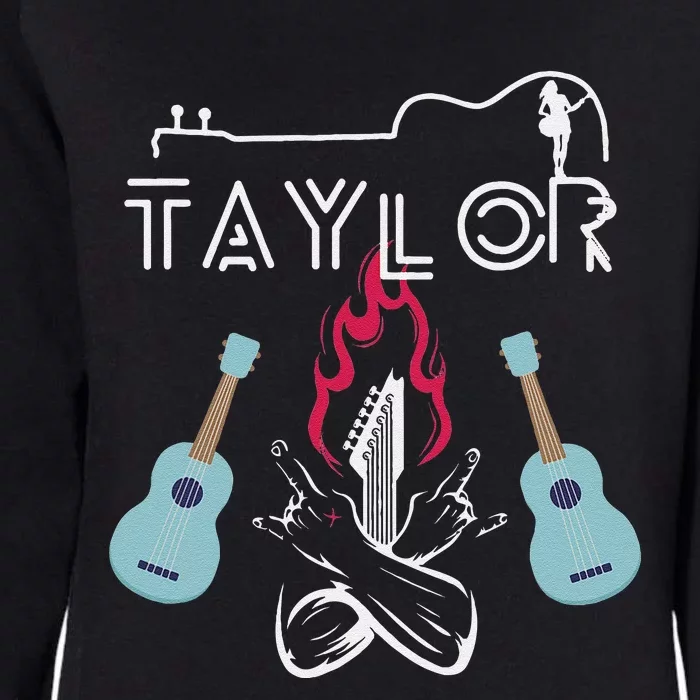 Taylor Retro Groovy Personalized First Name Guitaar Womens California Wash Sweatshirt