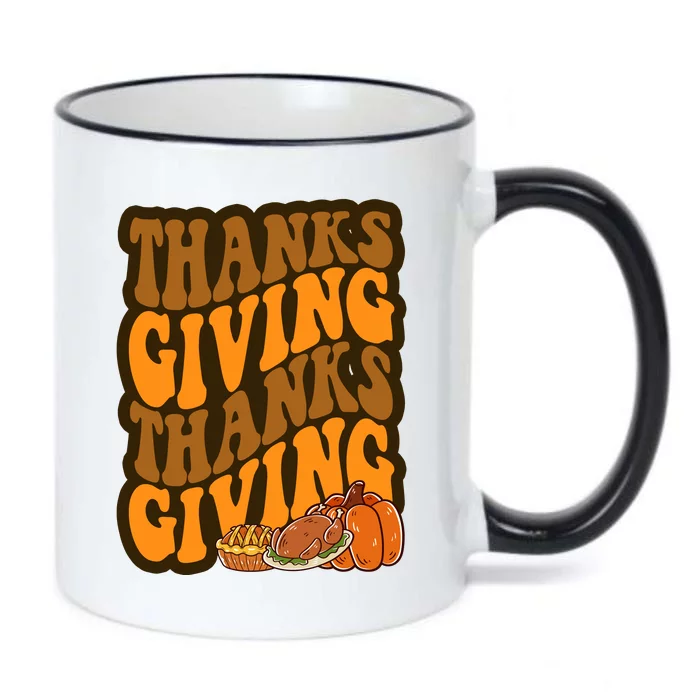 Thanksgiving Retro Groovy Holiday Cute Black Color Changing Mug