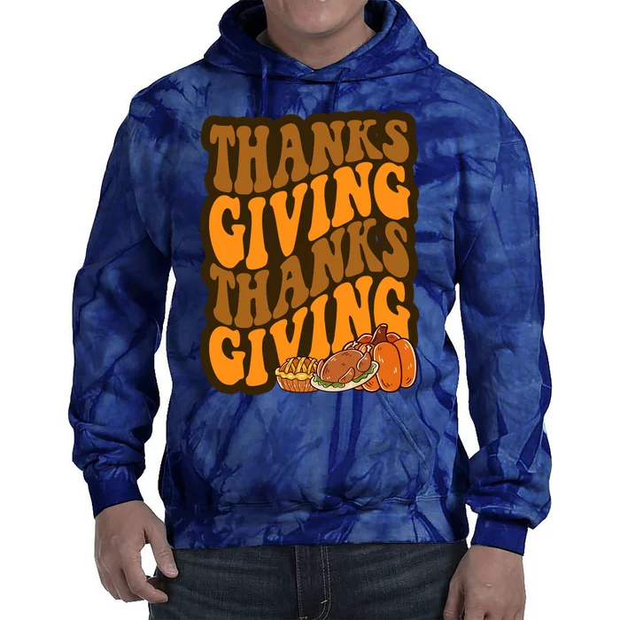 Thanksgiving Retro Groovy Holiday Cute Tie Dye Hoodie