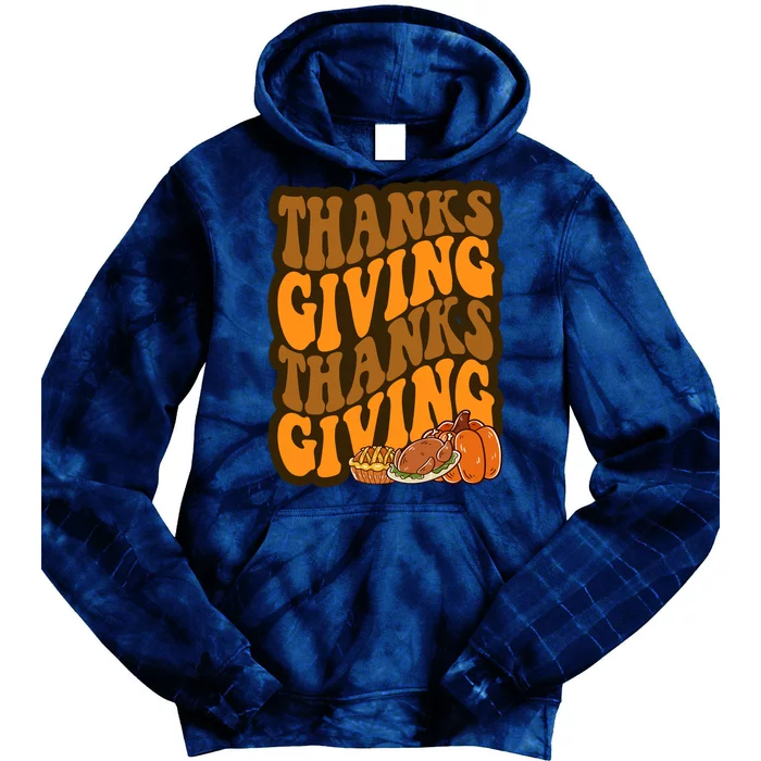 Thanksgiving Retro Groovy Holiday Cute Tie Dye Hoodie