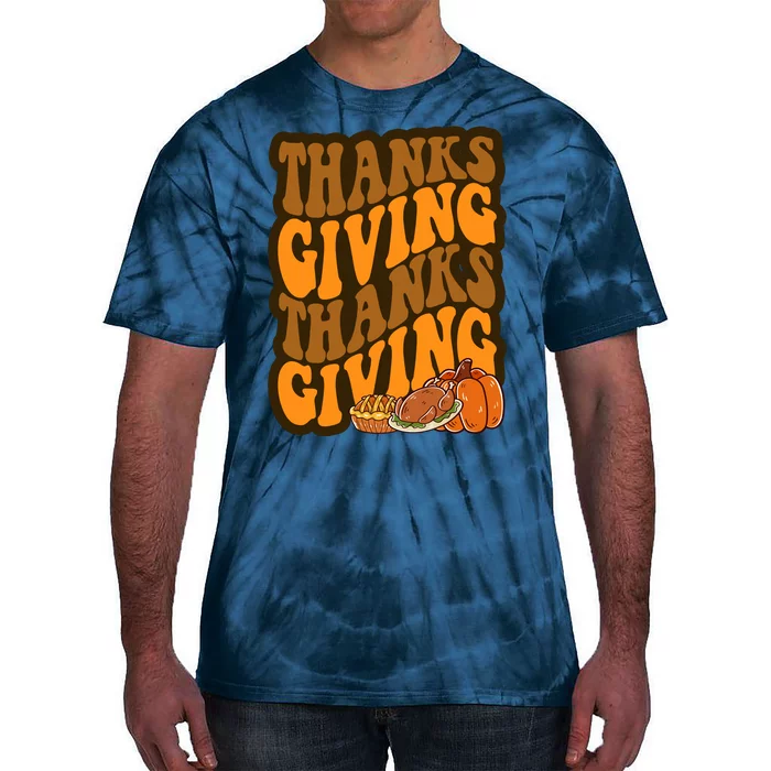 Thanksgiving Retro Groovy Holiday Cute Tie-Dye T-Shirt