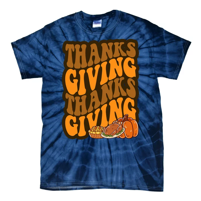 Thanksgiving Retro Groovy Holiday Cute Tie-Dye T-Shirt