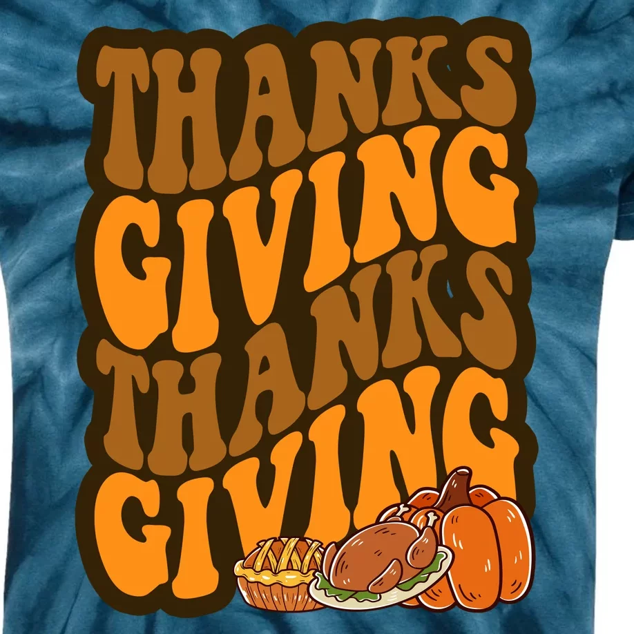 Thanksgiving Retro Groovy Holiday Cute Kids Tie-Dye T-Shirt