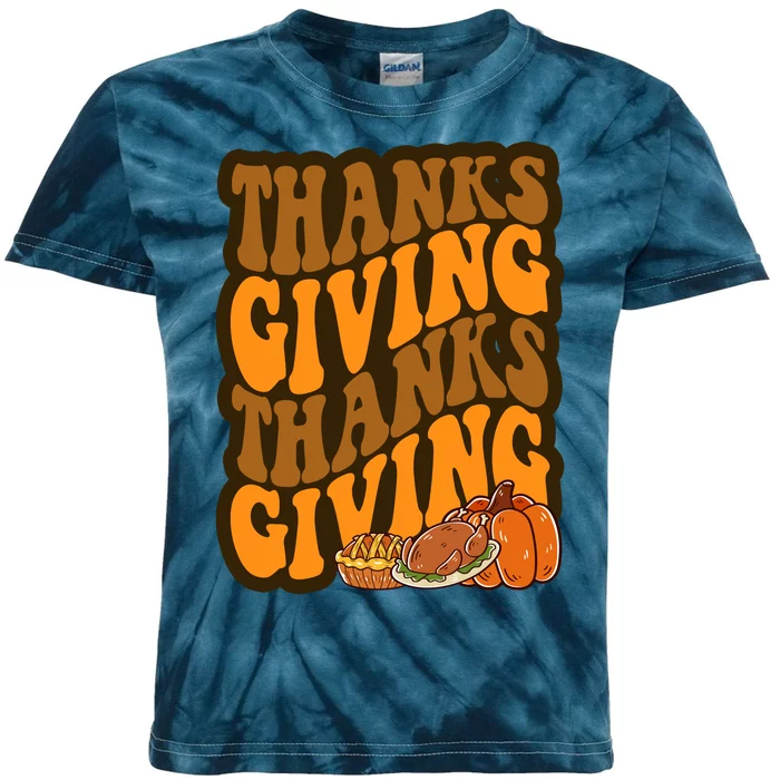 Thanksgiving Retro Groovy Holiday Cute Kids Tie-Dye T-Shirt