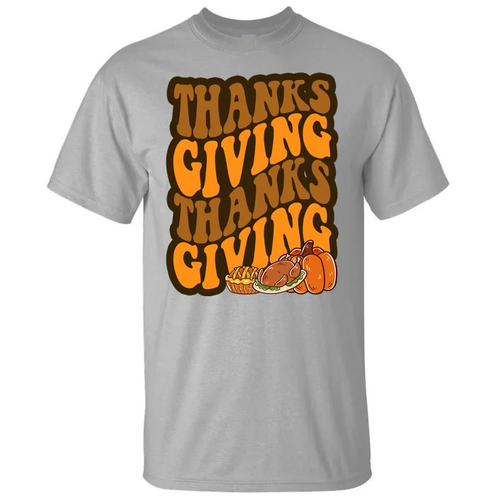 Thanksgiving Retro Groovy Holiday Cute Tall T-Shirt