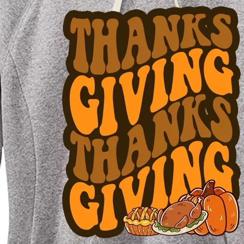 Thanksgiving Retro Groovy Holiday Cute Women's Fleece Hoodie