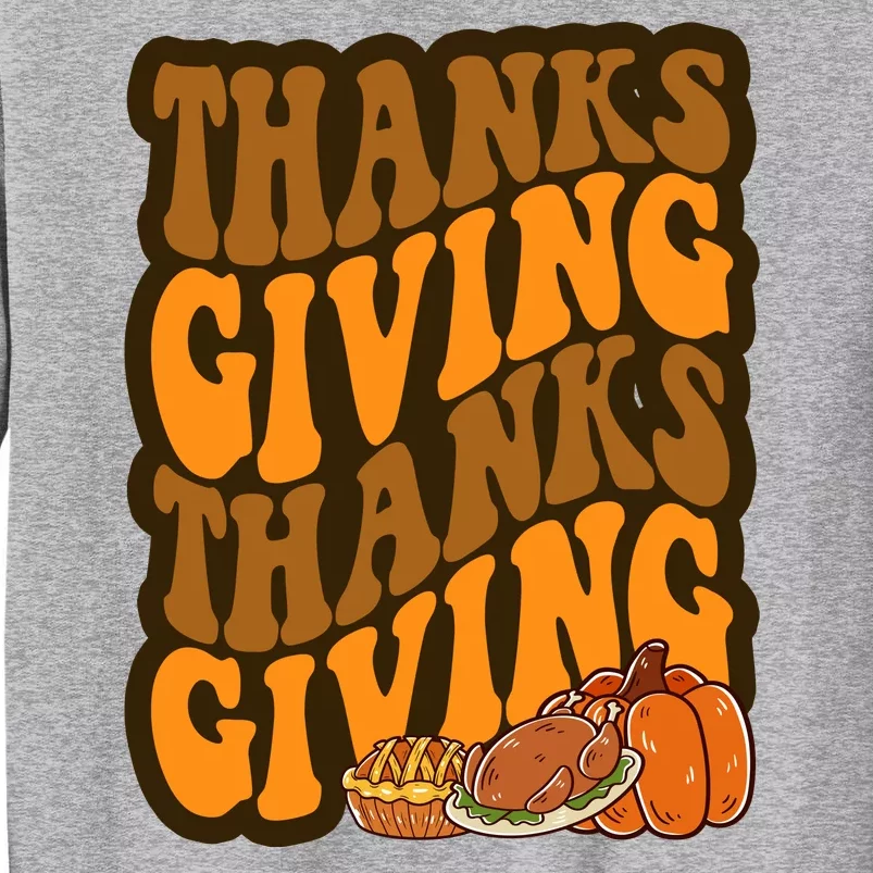 Thanksgiving Retro Groovy Holiday Cute Tall Sweatshirt