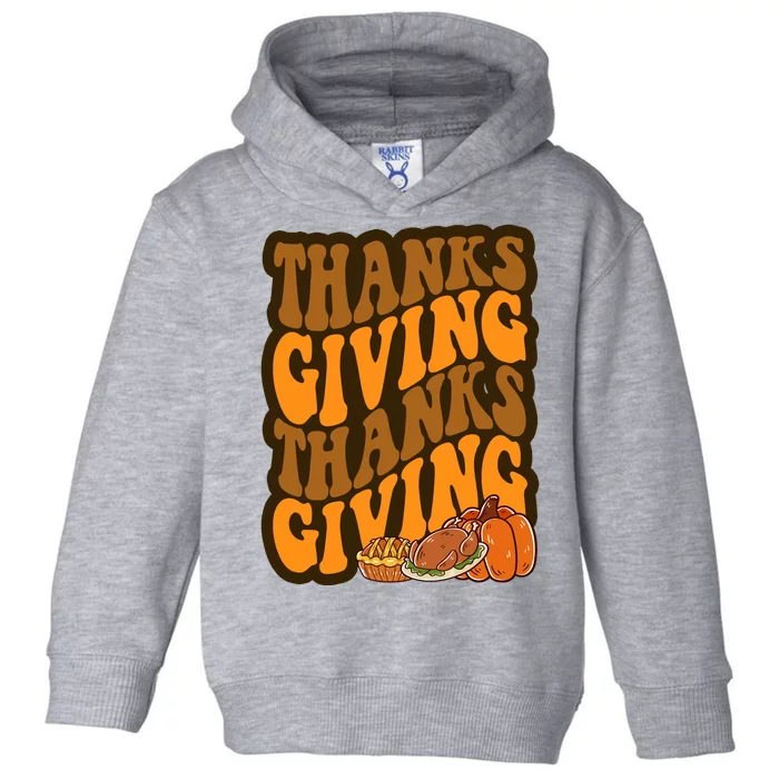 Thanksgiving Retro Groovy Holiday Cute Toddler Hoodie