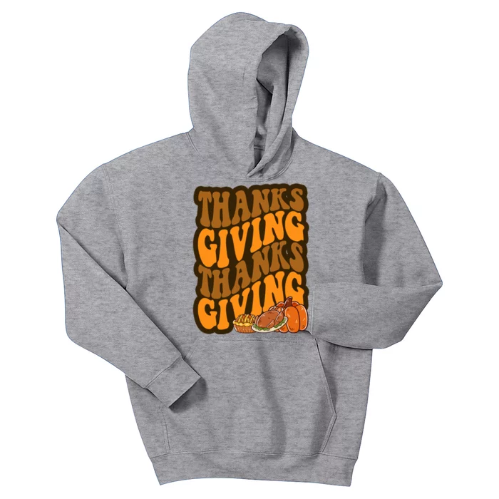 Thanksgiving Retro Groovy Holiday Cute Kids Hoodie