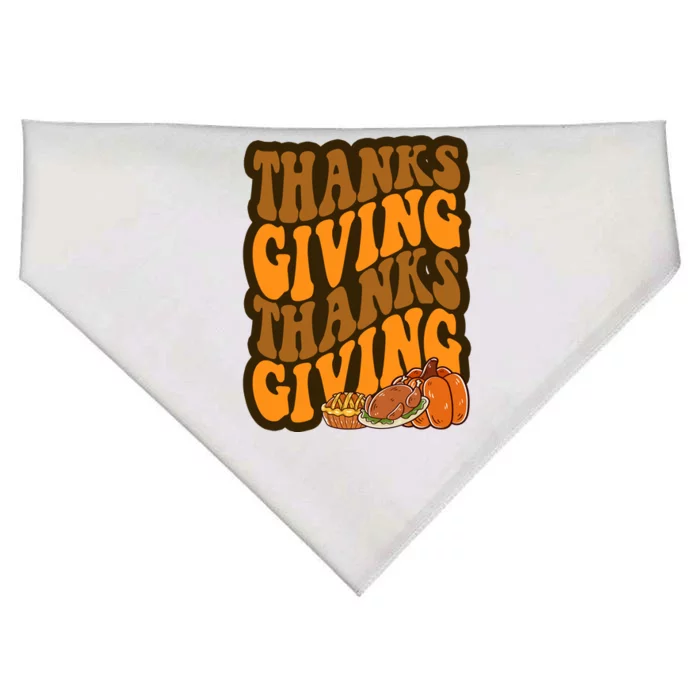 Thanksgiving Retro Groovy Holiday Cute USA-Made Doggie Bandana