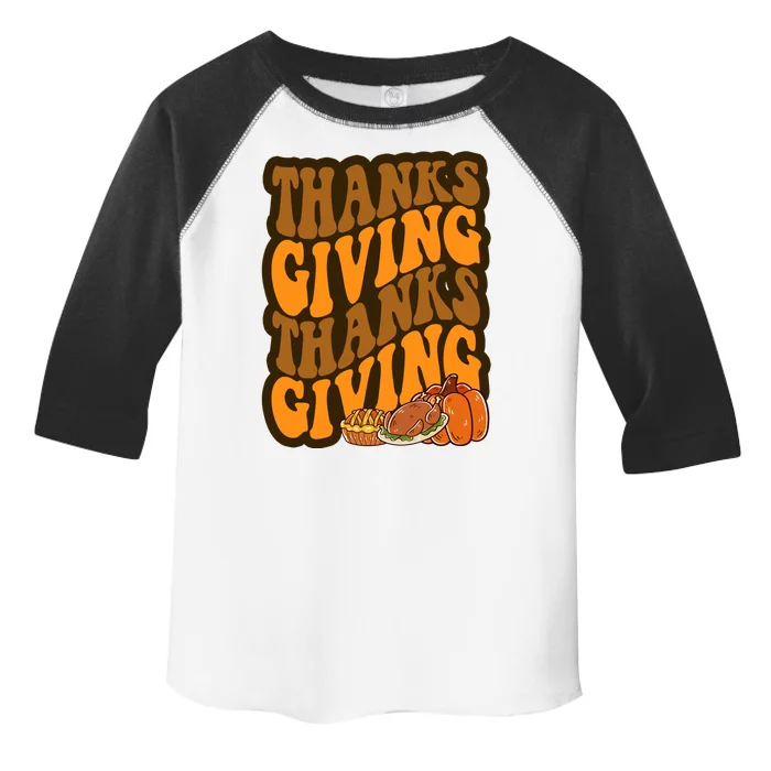 Thanksgiving Retro Groovy Holiday Cute Toddler Fine Jersey T-Shirt