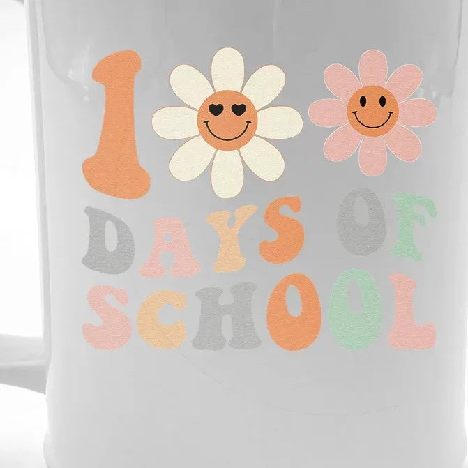 Teacher Retro Groovy 100 Days Happy 100th Day Of School Front & Back Beer Stein