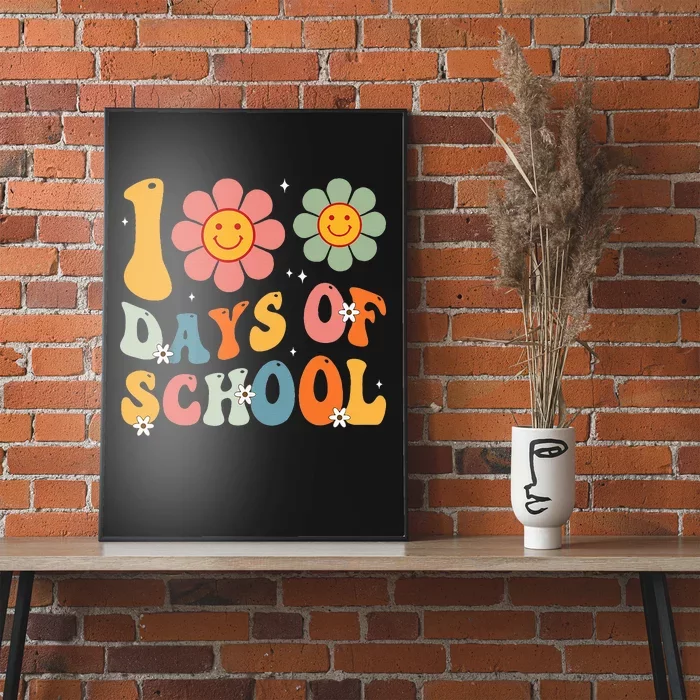 Teacher Retro Groovy 100 Days Happy 100th Day Of School Poster