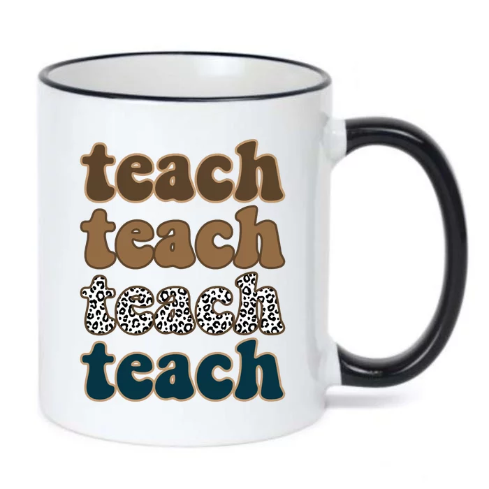 Teach Retro Gift For Teacher Black Color Changing Mug