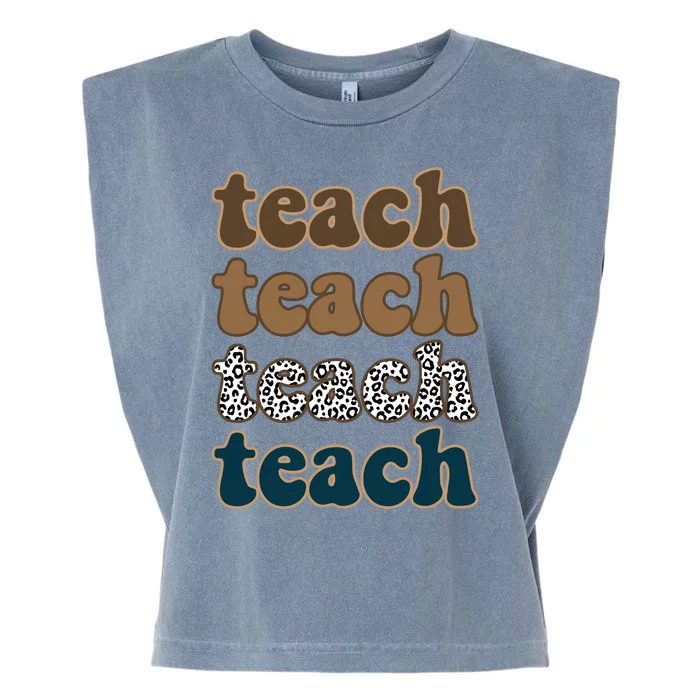 Teach Retro Gift For Teacher Garment-Dyed Women's Muscle Tee