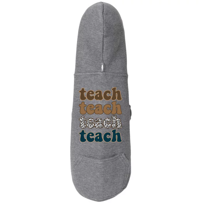 Teach Retro Gift For Teacher Doggie 3-End Fleece Hoodie