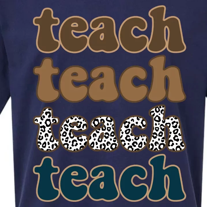 Teach Retro Gift For Teacher Sueded Cloud Jersey T-Shirt