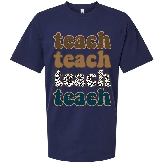 Teach Retro Gift For Teacher Sueded Cloud Jersey T-Shirt