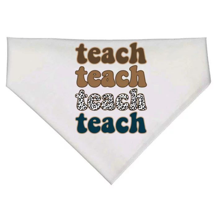 Teach Retro Gift For Teacher USA-Made Doggie Bandana