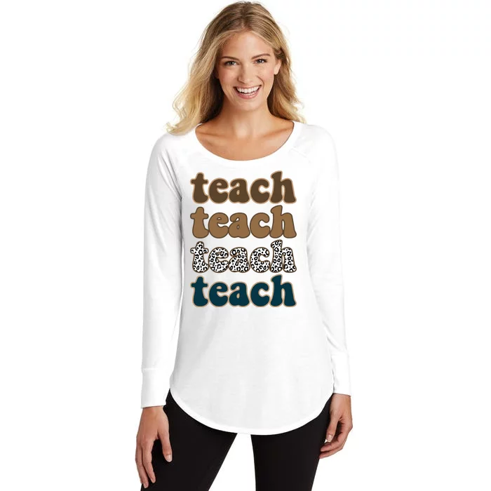 Teach Retro Gift For Teacher Women's Perfect Tri Tunic Long Sleeve Shirt