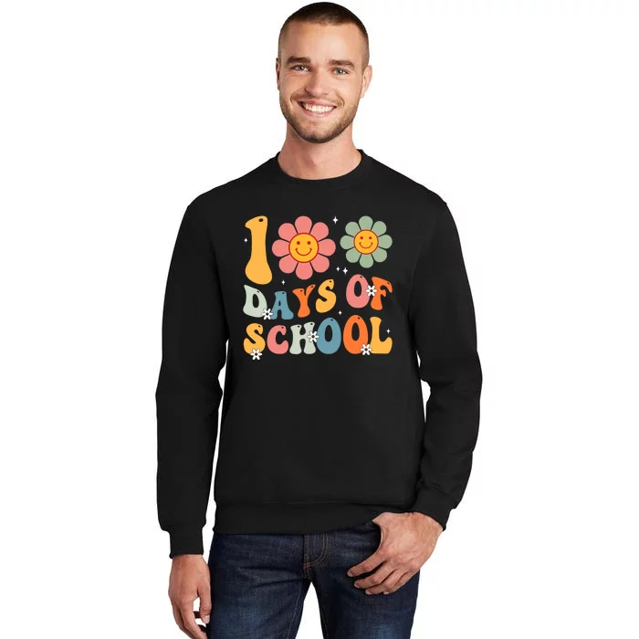 Teacher Retro Groovy 100 Days Happy 100th Day Of School Sweatshirt