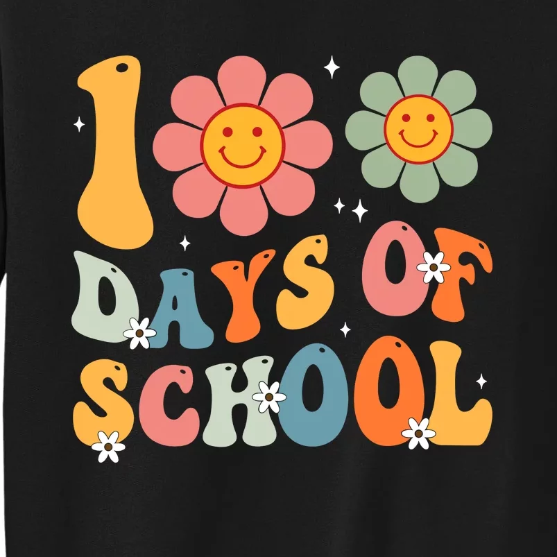 Teacher Retro Groovy 100 Days Happy 100th Day Of School Sweatshirt