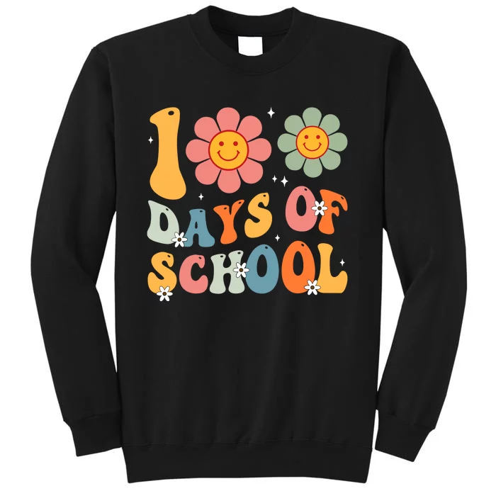 Teacher Retro Groovy 100 Days Happy 100th Day Of School Sweatshirt