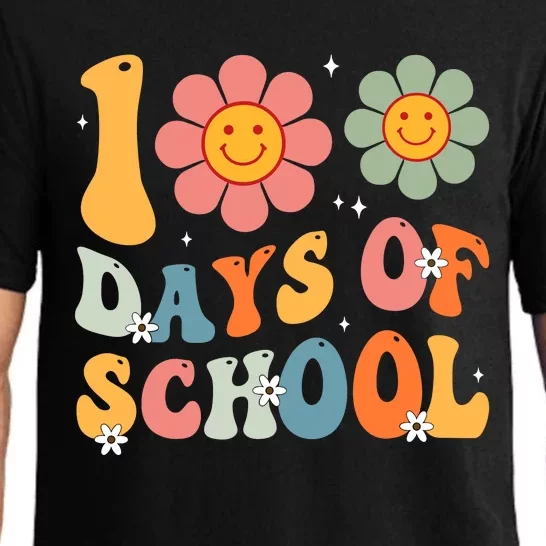 Teacher Retro Groovy 100 Days Happy 100th Day Of School Pajama Set