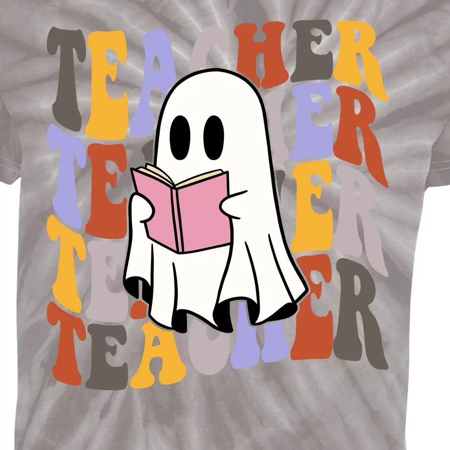 Teacher Retro Halloween Ghost Kids Tie-Dye T-Shirt