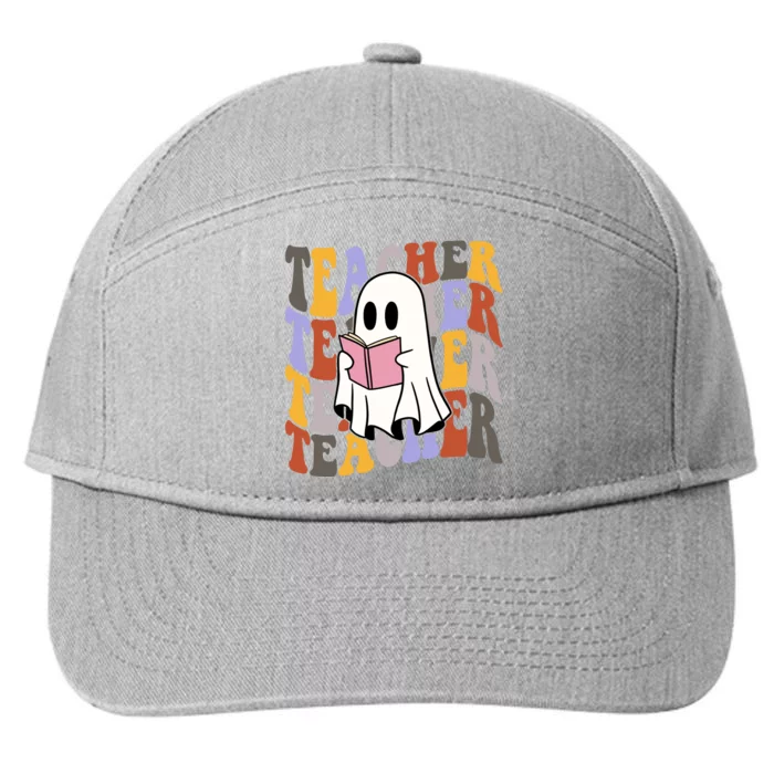 Teacher Retro Halloween Ghost 7-Panel Snapback Hat