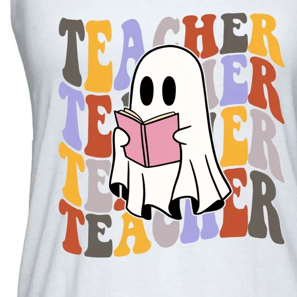 Teacher Retro Halloween Ghost Ladies Essential Flowy Tank