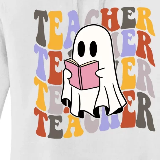 Teacher Retro Halloween Ghost Women's Pullover Hoodie