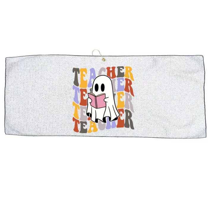 Teacher Retro Halloween Ghost Large Microfiber Waffle Golf Towel