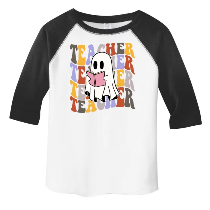 Teacher Retro Halloween Ghost Toddler Fine Jersey T-Shirt