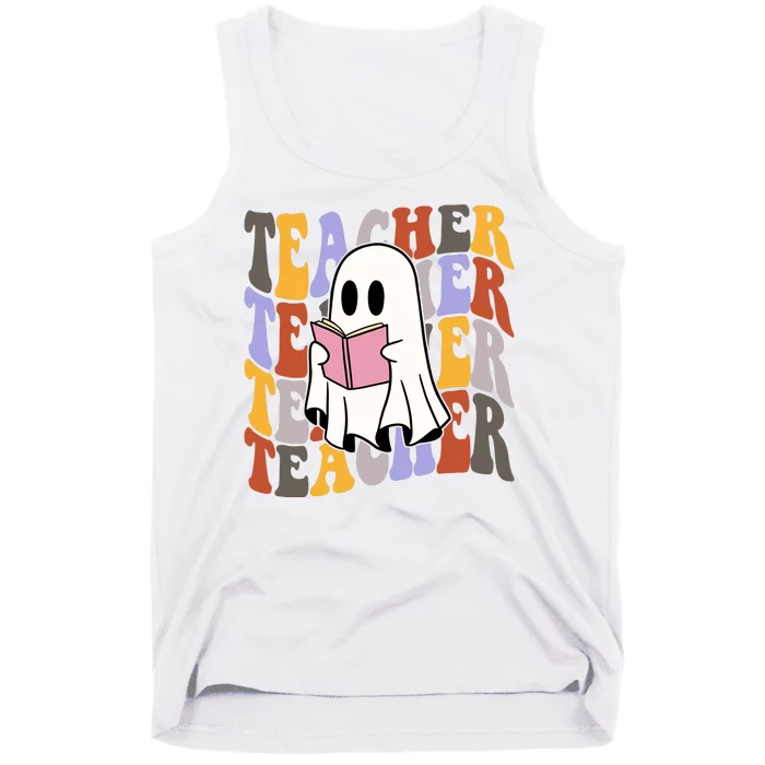 Teacher Retro Halloween Ghost Tank Top