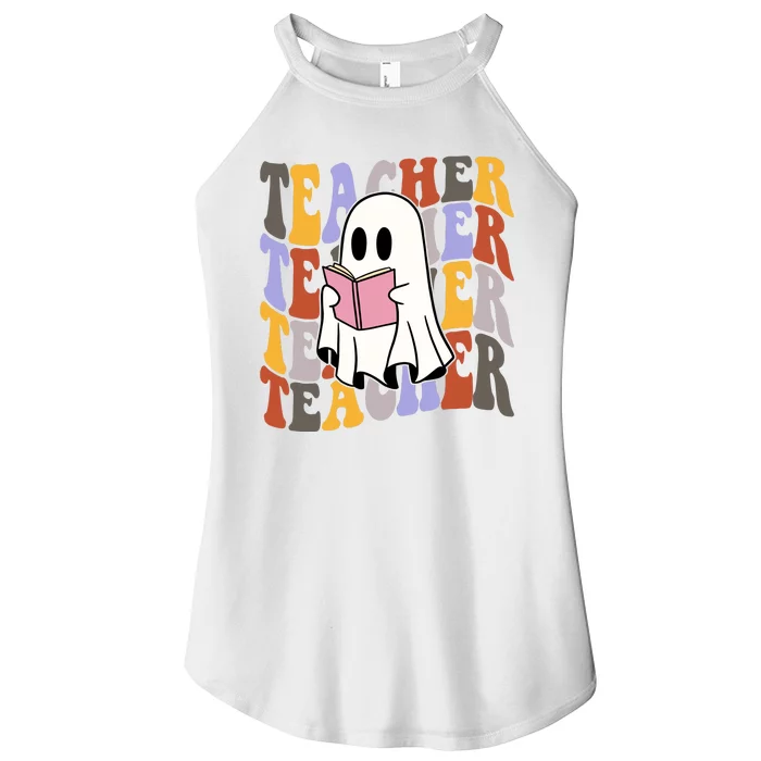 Teacher Retro Halloween Ghost Women’s Perfect Tri Rocker Tank