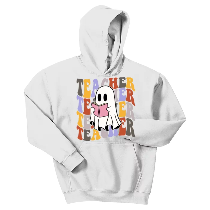 Teacher Retro Halloween Ghost Kids Hoodie