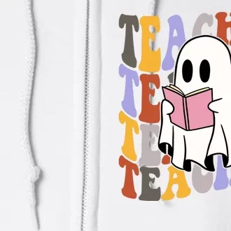 Teacher Retro Halloween Ghost Full Zip Hoodie