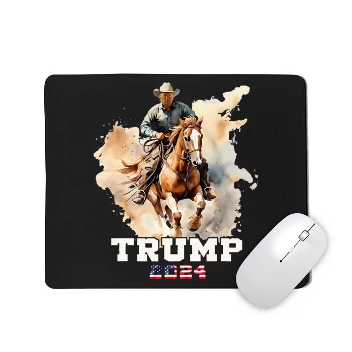 Trump Riding Horse American Flag Cowboy Mousepad